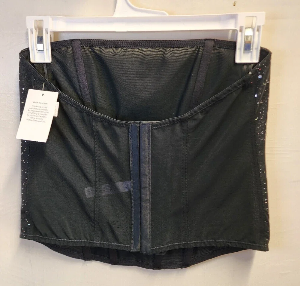 New Auden Women's Sexy Black Sparkly Corset Hook & Eye Size S